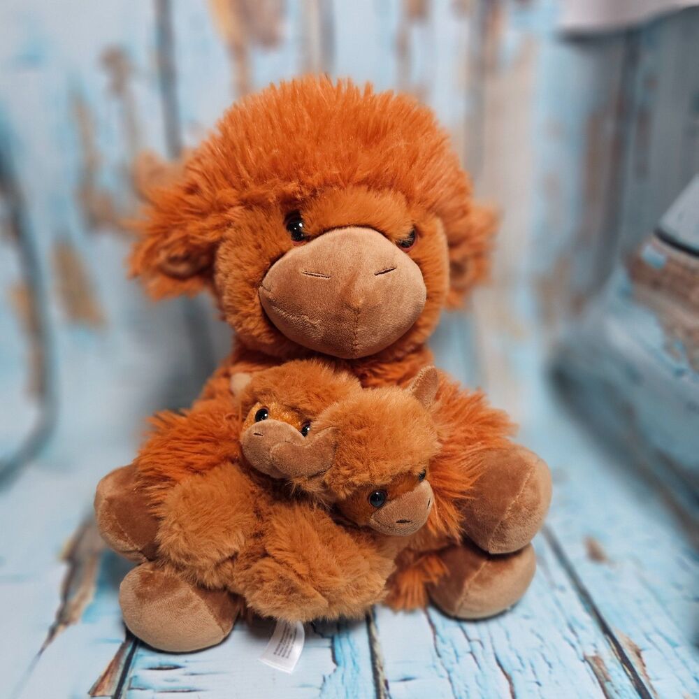 Highland Cow Plush Stuffed Animal Mom & Babies Soft Cuddly Like New Adult Owned